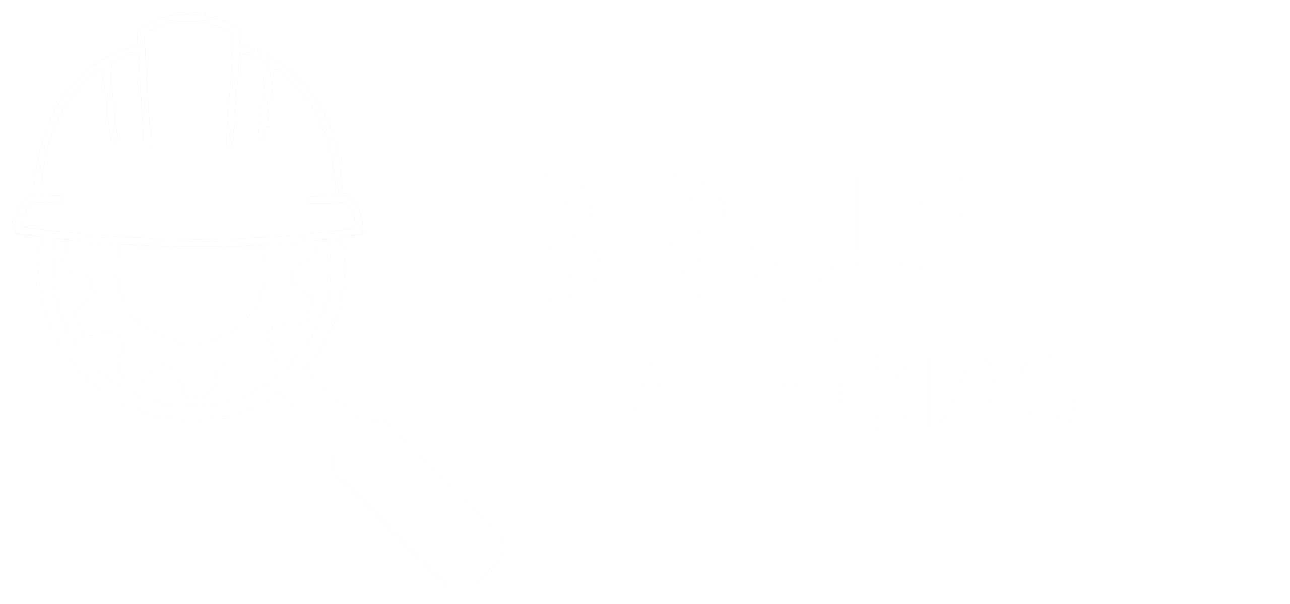 Logotipo completo da Bruxel Perícias, representando especialidade em perícias de engenharia mecânica e segurança do trabalho.