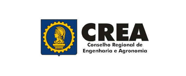 Logotipo do CREA, Conselho Regional de Engenharia e Agronomia, que fiscaliza o exercício das profissões da engenharia, agronomia e áreas afins.