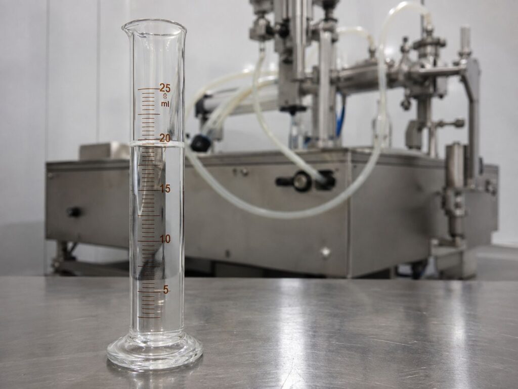 Perícia em máquina envasadora em Três Coroas - RS para verificação pericial de erro de envase e calibração metrológica.