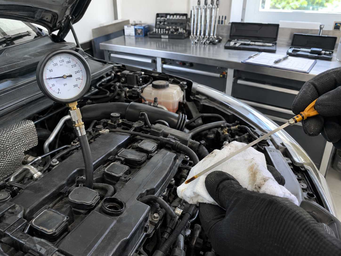 Fotografia de inspeção técnica referente a vício de fabricação em motor de veículo no Vale do Taquari RS